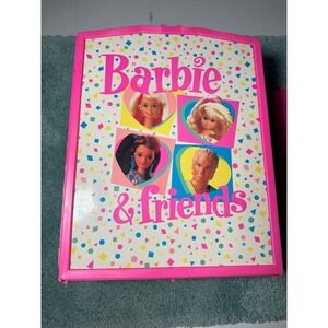Rare Vintage 90s Barbie & Friends Storage Wardrobe Carrying Case Pink & White